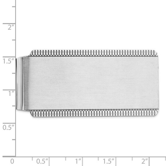 Rhodium Plated Sterling Silver Satin Fold Over Money Clip, 26 x 55mm - Picture 2 of 3